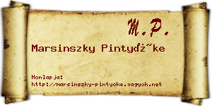 Marsinszky Pintyőke névjegykártya